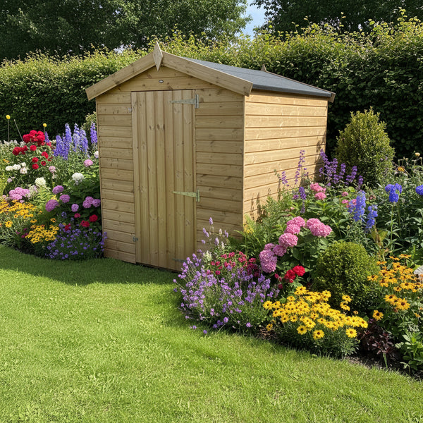 8x6 ExDemo Apex 7ft Tall Tanalised with windows – Atlas Sheds